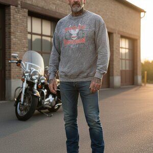 Harley Davidson Distressed Sweat Shirt, like new. ST. Maarten N.A. Size XL